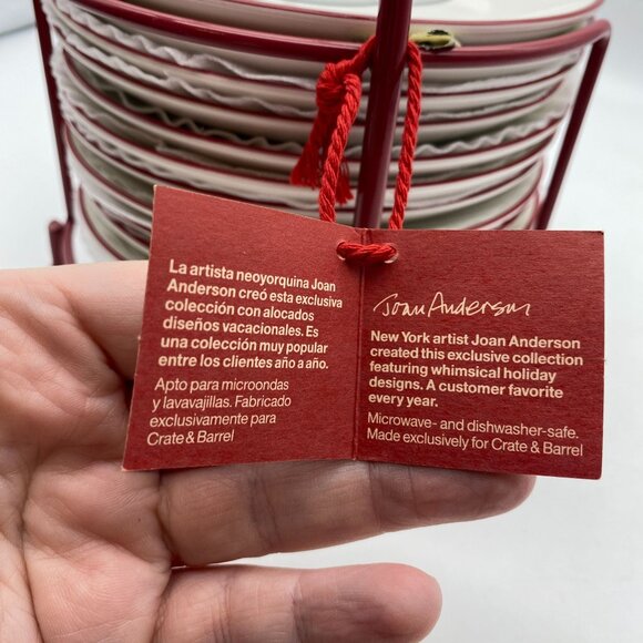 Crate & Barrel Joan Anderson 12 Days of Christmas Appetizer Plates with Stand, S - Picture 15 of 16